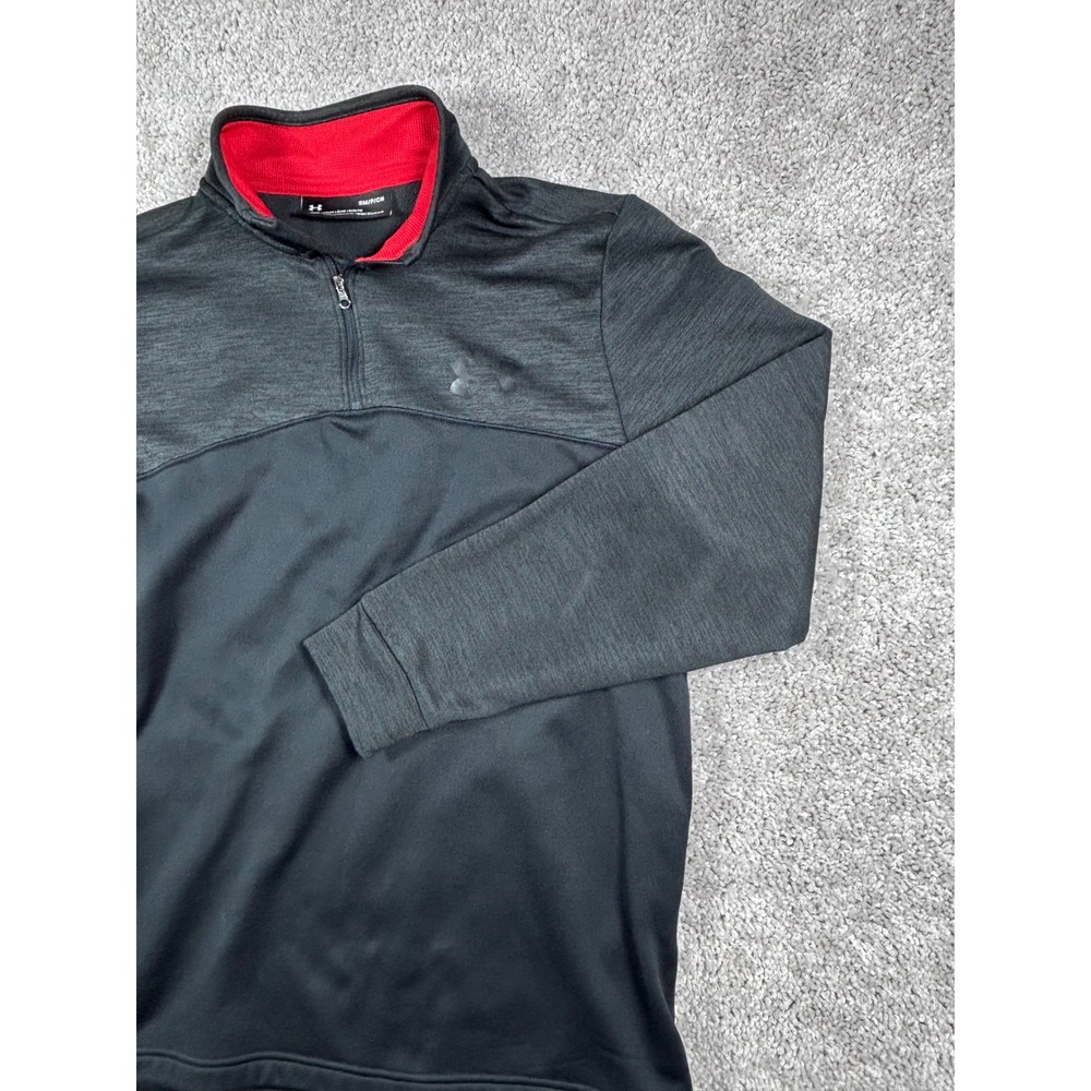 Under Armour ColdGear Pullover Mens Small 1/4 Zip Black Red Loose Fit‎